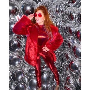 Red metallic shiny opps I did it again catsuit size small